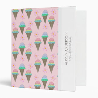 Personalized Ice Cream And Daisy 3 Ring Binder