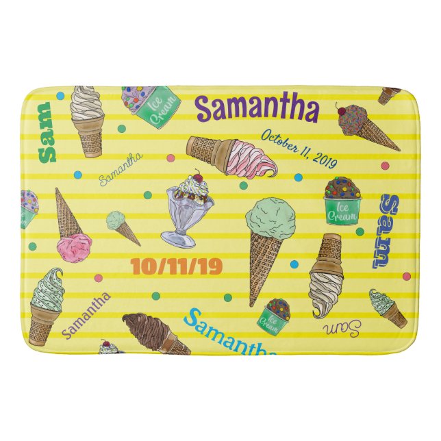 Personalized Ice Cream Bath Mat (Front)
