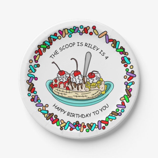 Personalized Ice Cream Birthday Party   Paper Plates (Front)