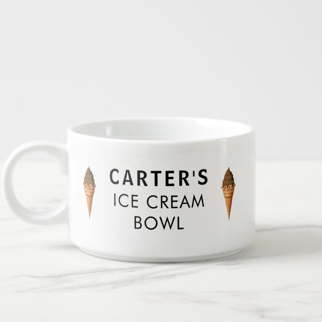Personalized Ice Cream Bowl Chocolate Scoop Cone (Right)
