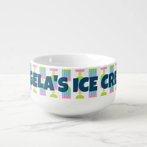 Personalized ice cream bowl with colorful print