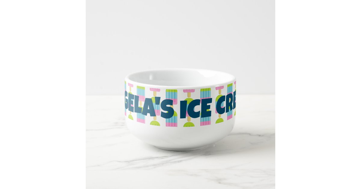Personalized ice cream bowl with colorful print