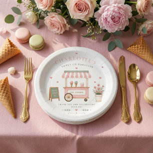 Personalized Ice Cream Cart Birthday Paper Plates