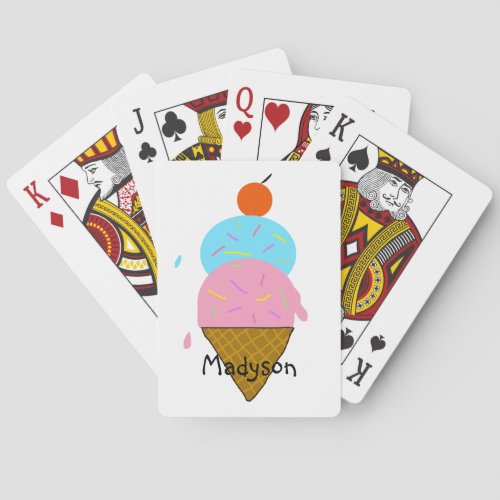 Personalized Ice Cream Childrens Playing Cards