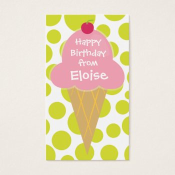 Personalized Ice Cream Cone Gift Tag Calling Card by GemAnn at Zazzle