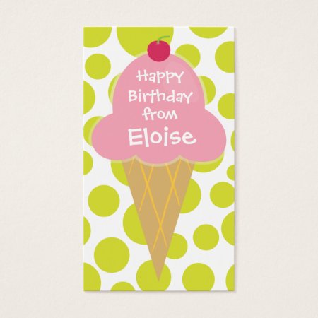 Personalized Ice Cream Cone Gift Tag Calling Card