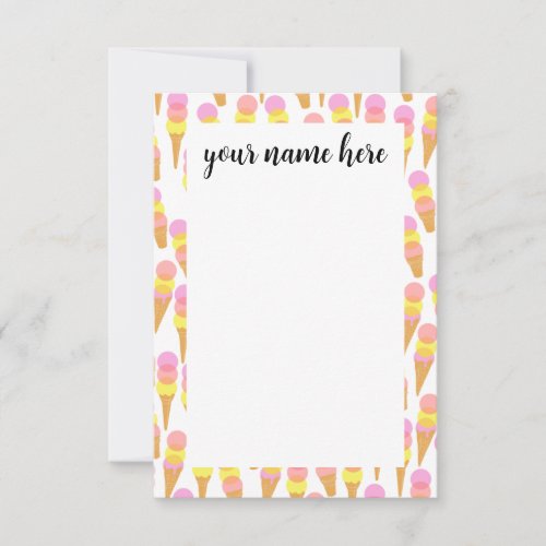 Personalized Ice Cream Kids Thank You Notecards
