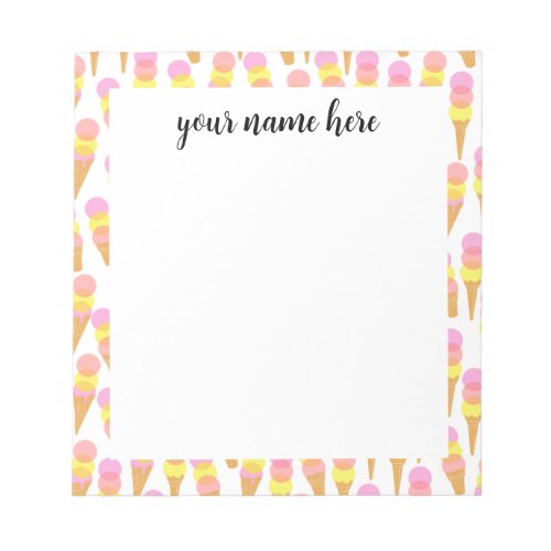 Personalized Ice Cream Kids Thank You Notepad