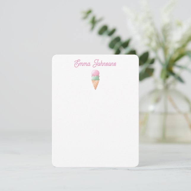 Personalized Ice Cream Note Card (Standing Front)