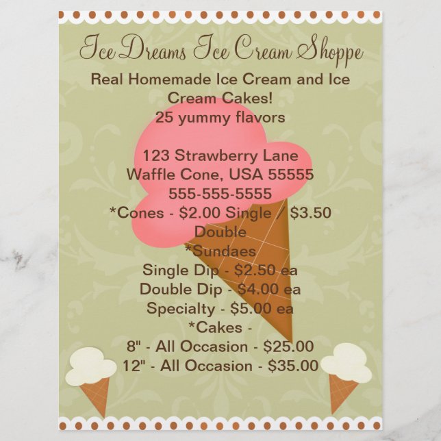 Personalized Ice Cream Shop Business Flyer (Front)