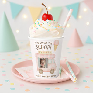 Personalized Ice Cream Truck Photo Birthday  Paper Cups