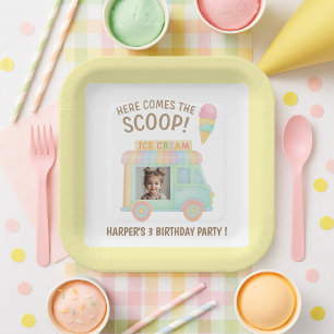 Personalized Ice Cream Truck Photo Birthday Party  Paper Plates