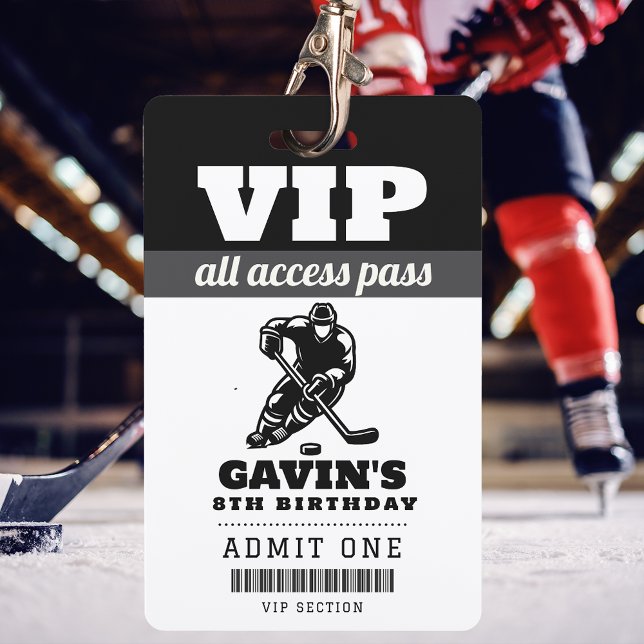 Personalized Ice Hockey Birthday Party Favor MVP Badge (Creator Uploaded)