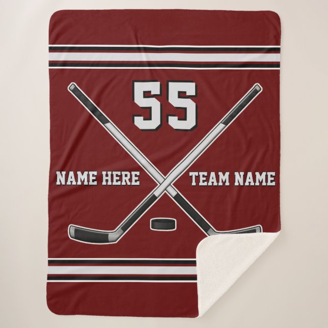 Personalized Ice Hockey Blankets in Your COLORS (Front)