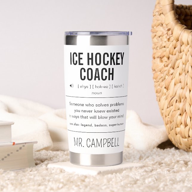 Personalized Ice Hockey Coach Funny Insulated Tumbler (Living Room)