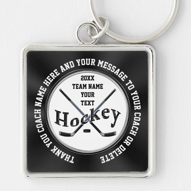 Personalized Ice Hockey Coach Gift Ideas, Hockey Keychain (Front)