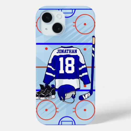 Personalized Ice Hockey design iPhone 15 Case
