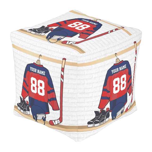 Personalized Ice Hockey Jersey Pouf (Angled Front)