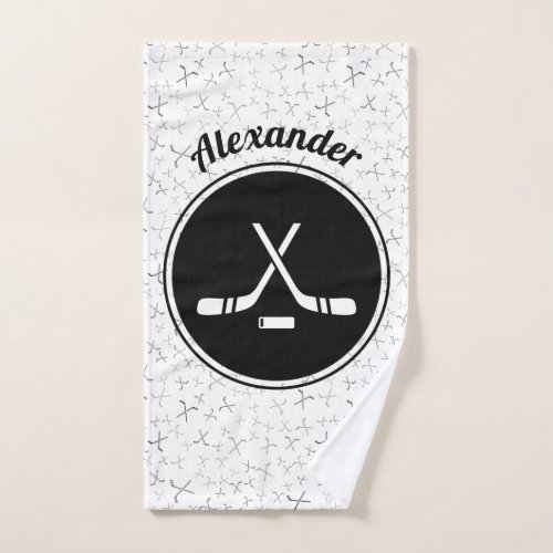 Personalized Ice Hockey Pattern Team Player Name Hand Towel