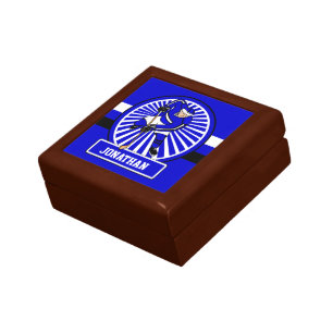 Personalized Ice Hockey Player Blue Jewelry Box