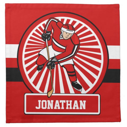 Personalized Ice Hockey player Cloth Napkin