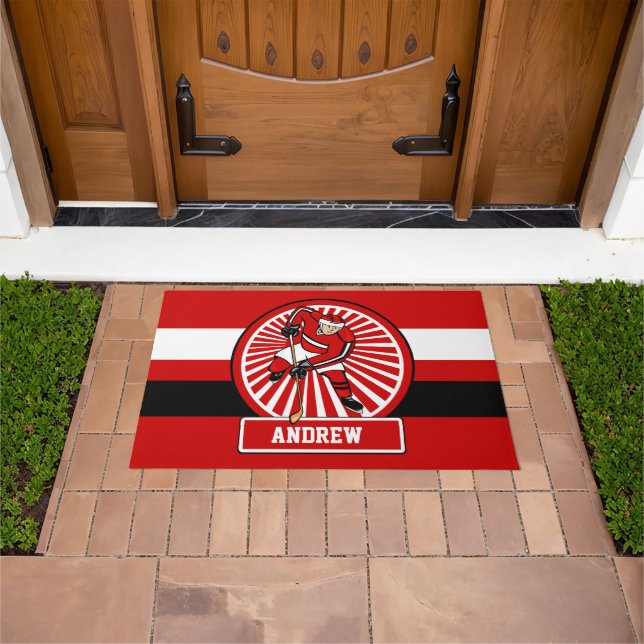 Personalized Ice Hockey player Doormat (Outdoor)