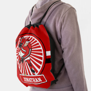 Personalized Ice Hockey player Drawstring Bag