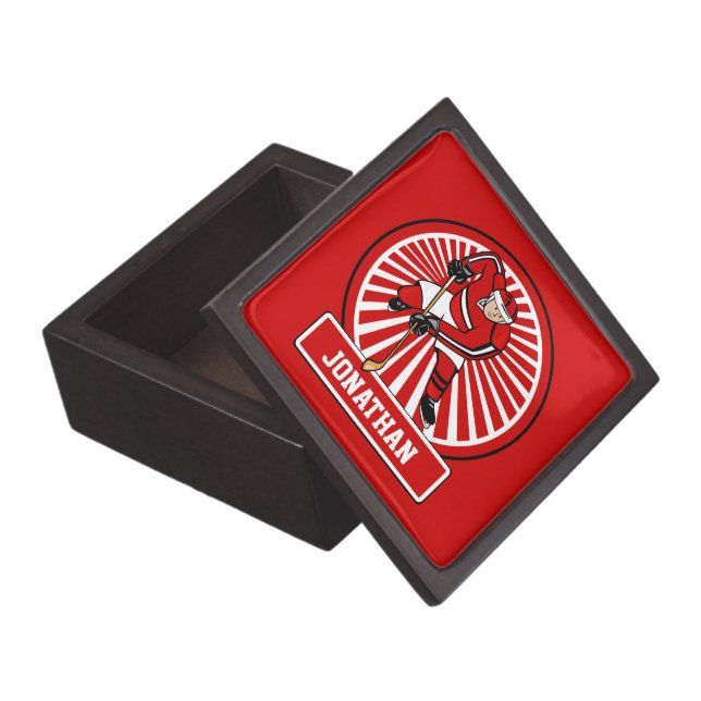 Personalized Ice Hockey player Keepsake Box (Opened)