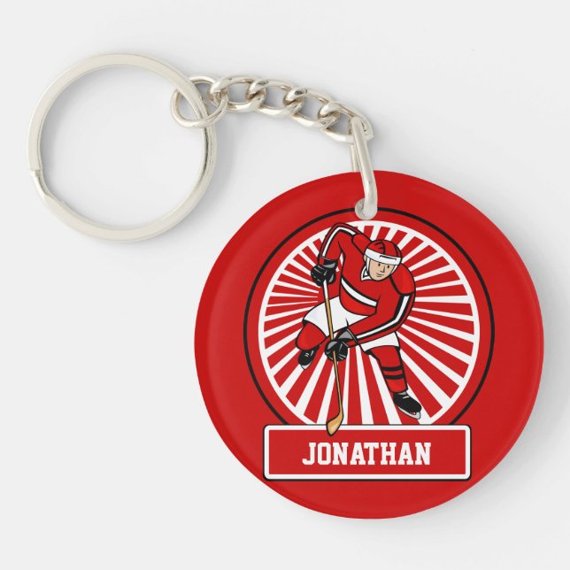 Personalized Ice Hockey player Keychain (Front)