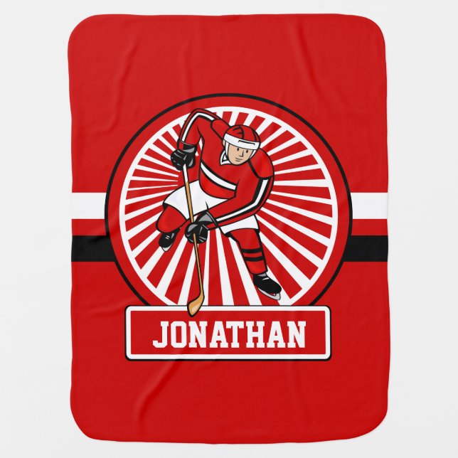Personalized Ice Hockey player Receiving Blanket (Front)