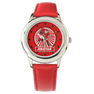Personalized Ice Hockey Player Red Watch