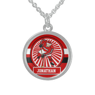 Personalized Ice Hockey player Sterling Silver Necklace