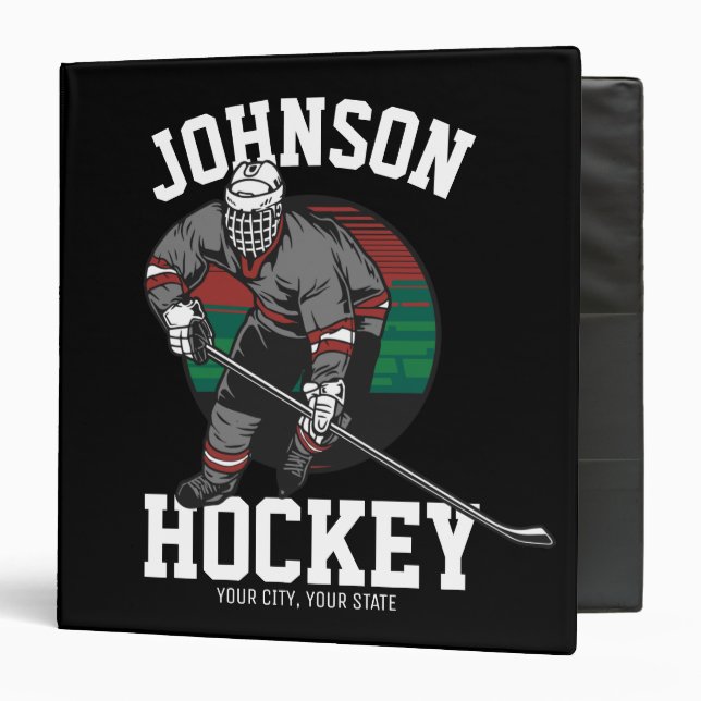 Personalized Ice Hockey Player Team Athlete Name  3 Ring Binder (Front/Inside)
