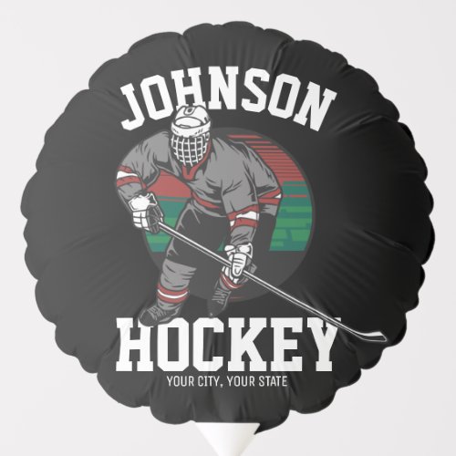 Personalized Ice Hockey Player Team Athlete Name  Balloon