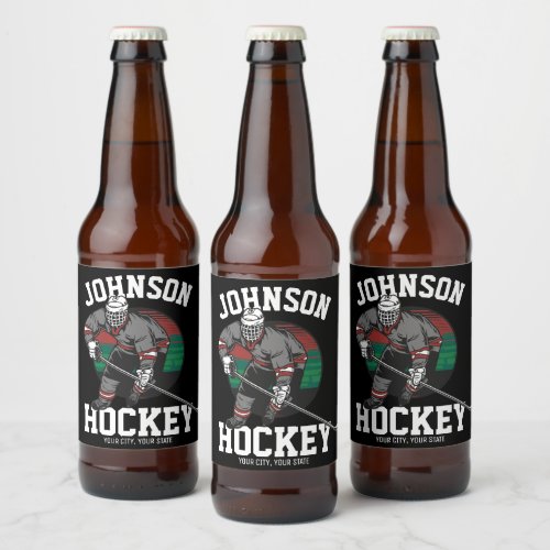 Personalized Ice Hockey Player Team Athlete Name  Beer Bottle Label