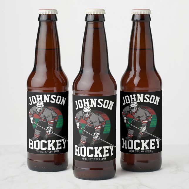 Personalized Ice Hockey Player Team Athlete Name  Beer Bottle Label (Bottles)