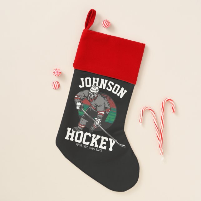 Personalized Ice Hockey Player Team Athlete Name  Christmas Stocking (Front)