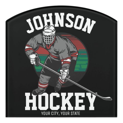 Personalized Ice Hockey Player Team Athlete Name  Door Sign