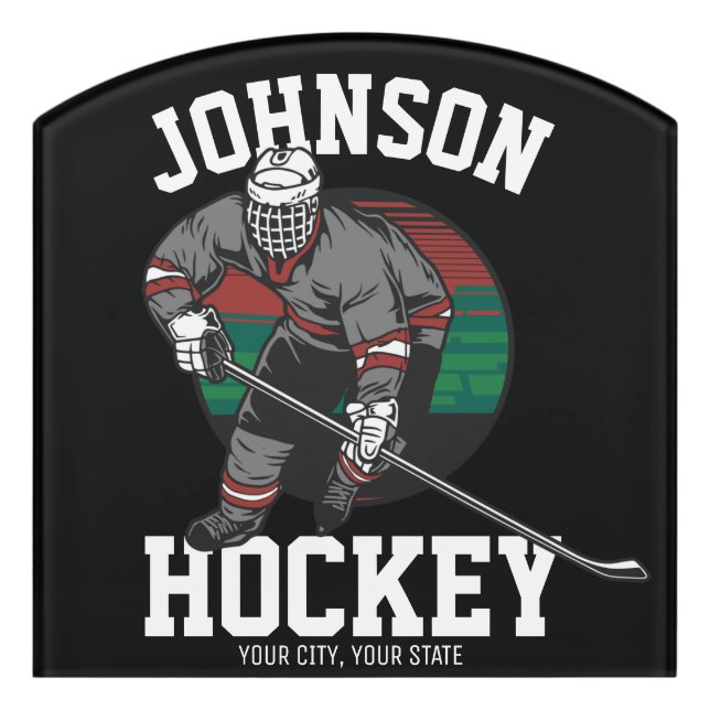 Personalized Ice Hockey Player Team Athlete Name  Door Sign (Contour Front)