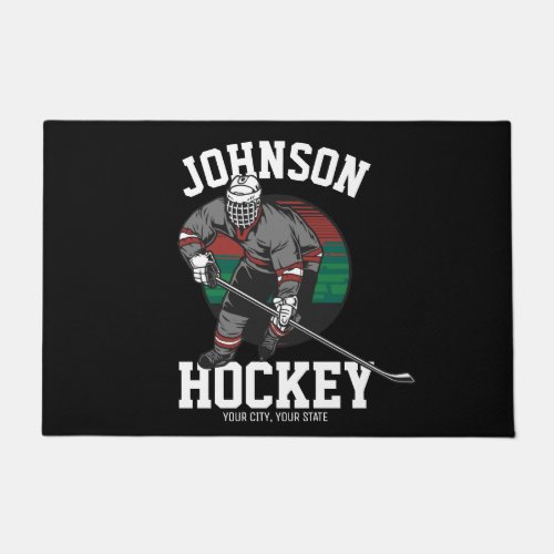 Personalized Ice Hockey Player Team Athlete Name  Doormat
