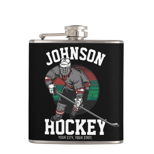 Personalized Ice Hockey Player Team Athlete Name  Flask