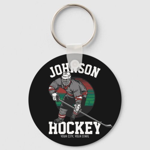 Personalized Ice Hockey Player Team Athlete Name  Keychain