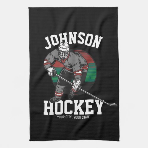 Personalized Ice Hockey Player Team Athlete Name  Kitchen Towel