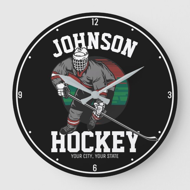 Personalized Ice Hockey Player Team Athlete Name Large Clock (Front)