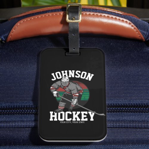 Personalized Ice Hockey Player Team Athlete Name  Luggage Tag