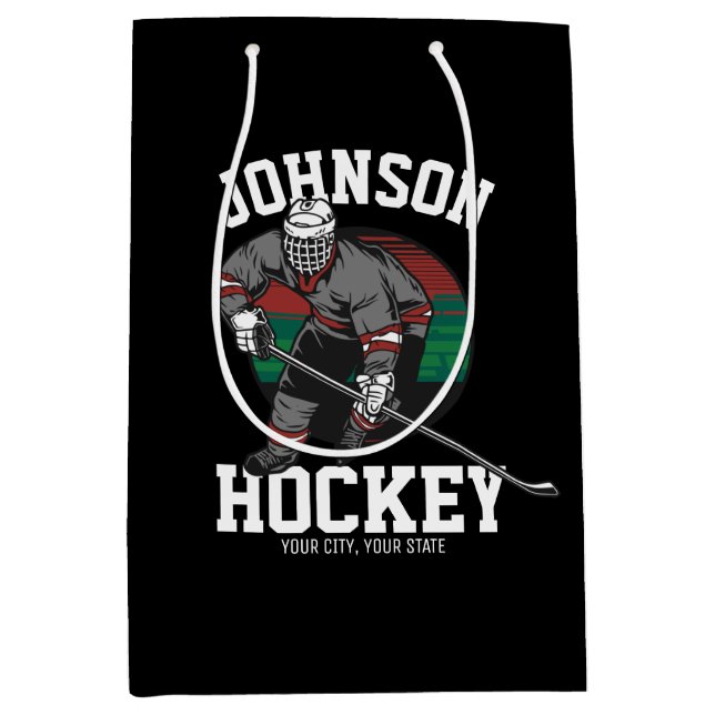 Personalized Ice Hockey Player Team Athlete Name  Medium Gift Bag (Front)