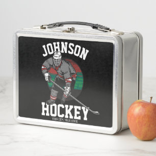 Personalized Ice Hockey Player Team Athlete Name  Metal Lunch Box