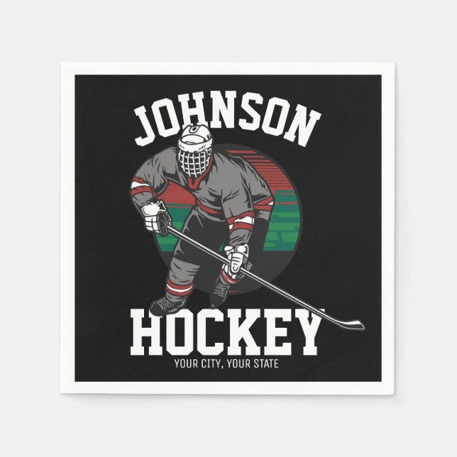 Personalized Ice Hockey Player Team Athlete Name  Napkins (Front)