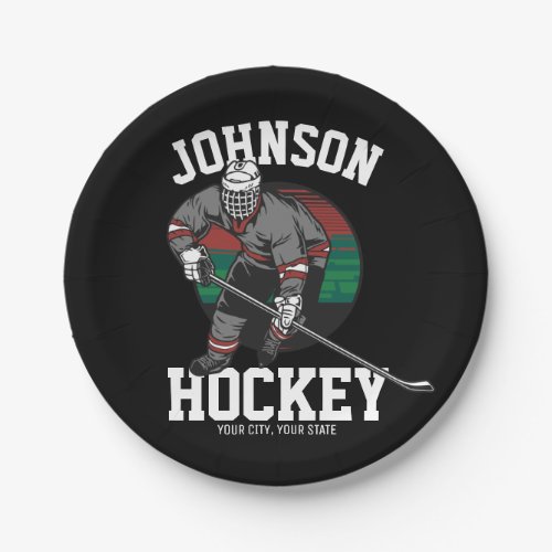 Personalized Ice Hockey Player Team Athlete Name Paper Plates