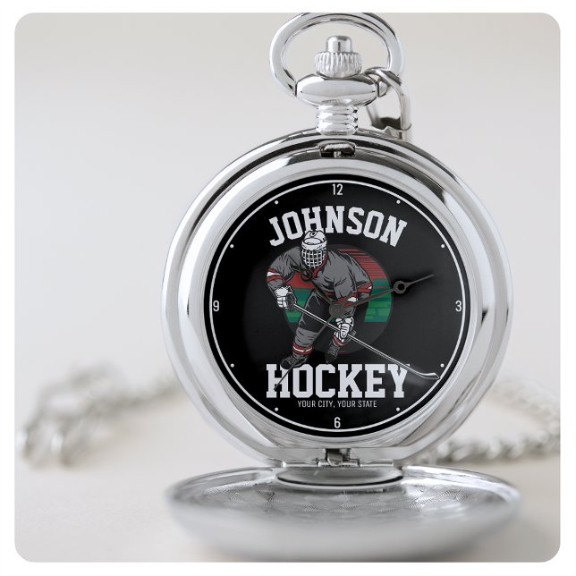Personalized Ice Hockey Player Team Athlete Name  Pocket Watch (Creator Uploaded)